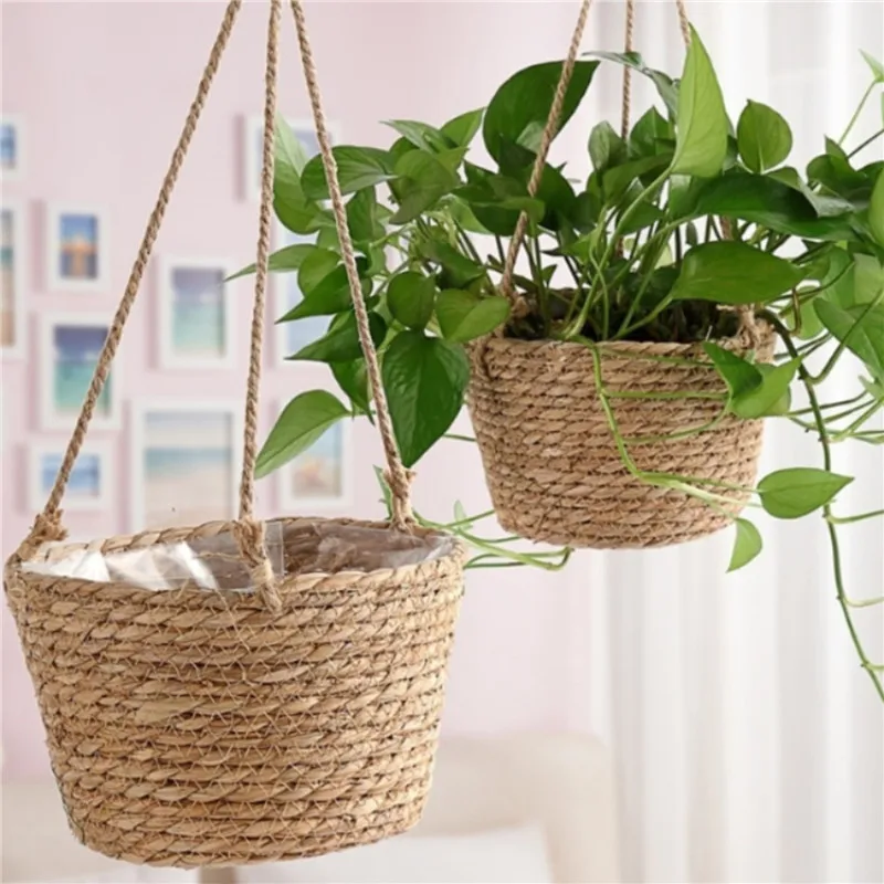 

Ручная подвесная посадочная корзина для растений с джутовым хлопковым шнуром, комнатный цветочный горшок, органайзер для хранения макраме, домашний декор