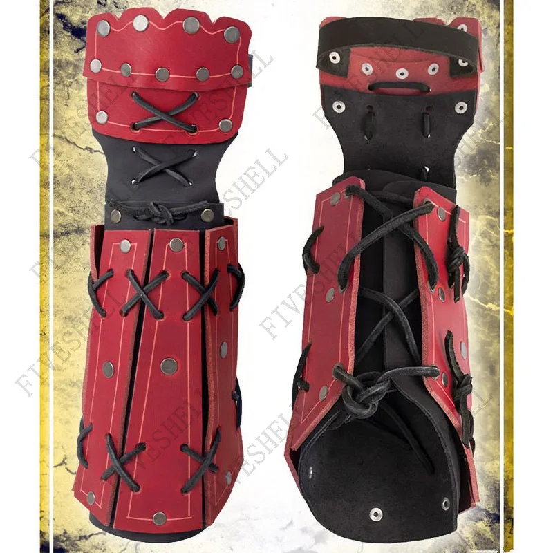 

Men Cosplay Knight Gauntlet Lace Up Wristband Steampunk Accessories Vambraces Medieval Samurai Leather Armor Bracer Long Gloves
