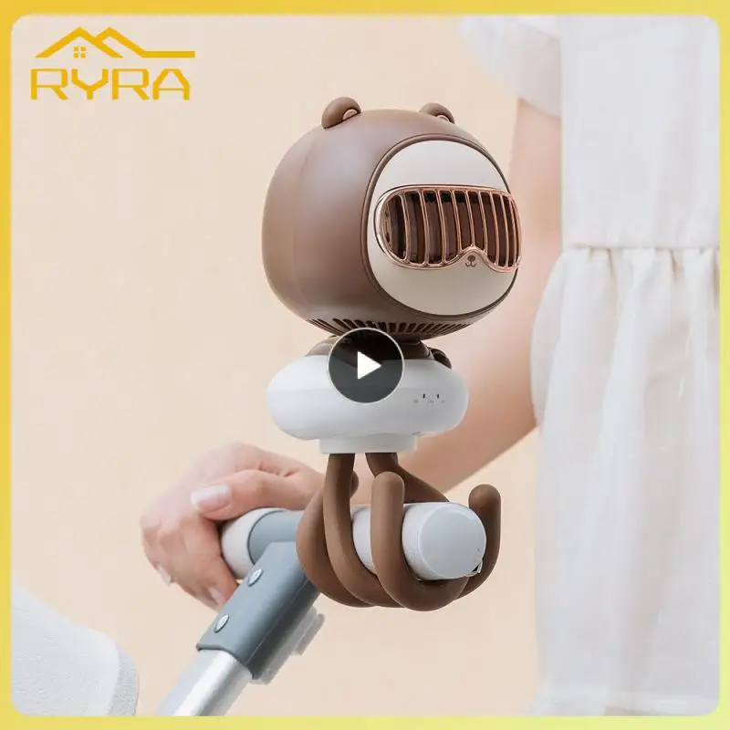 

Desktop Wireless Air Cooler Leafless Design Automatic Shaking Head Octopus Support Small Fan Multifunctional Handheld Baby Fans