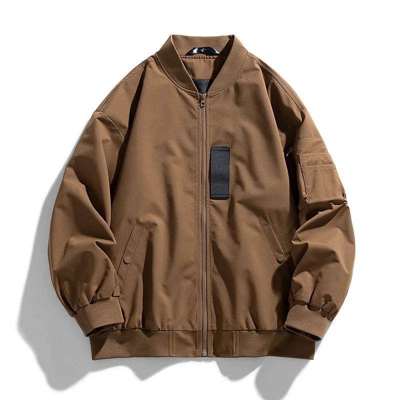 

Осенняя куртка-бомбер большого размера, Мужская мешковатая верхняя одежда на молнии, модная Корейская уличная одежда, бейсбольные пальто, одежда, топы, Мужские размеры