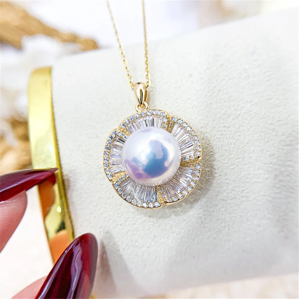 S925 Sterling Silver Pearl Pendant Settings Blank/Base For DIY Pendant Jewelry Making Accessories Suitable for 11-13mm Bead