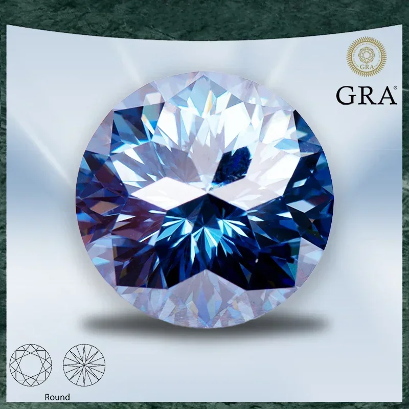 Муассанит камень круглой формы натуральный цвет императорной огранки VVS1 с