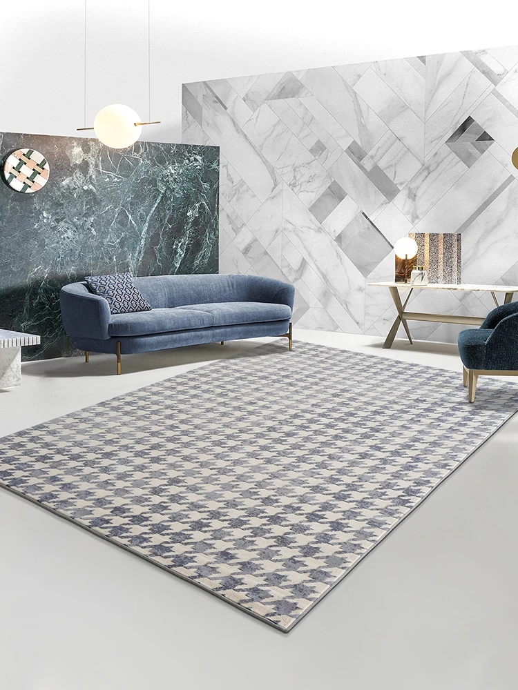 

Medieval-style Houndstooth Black-and-white Carpet In The Living Room.