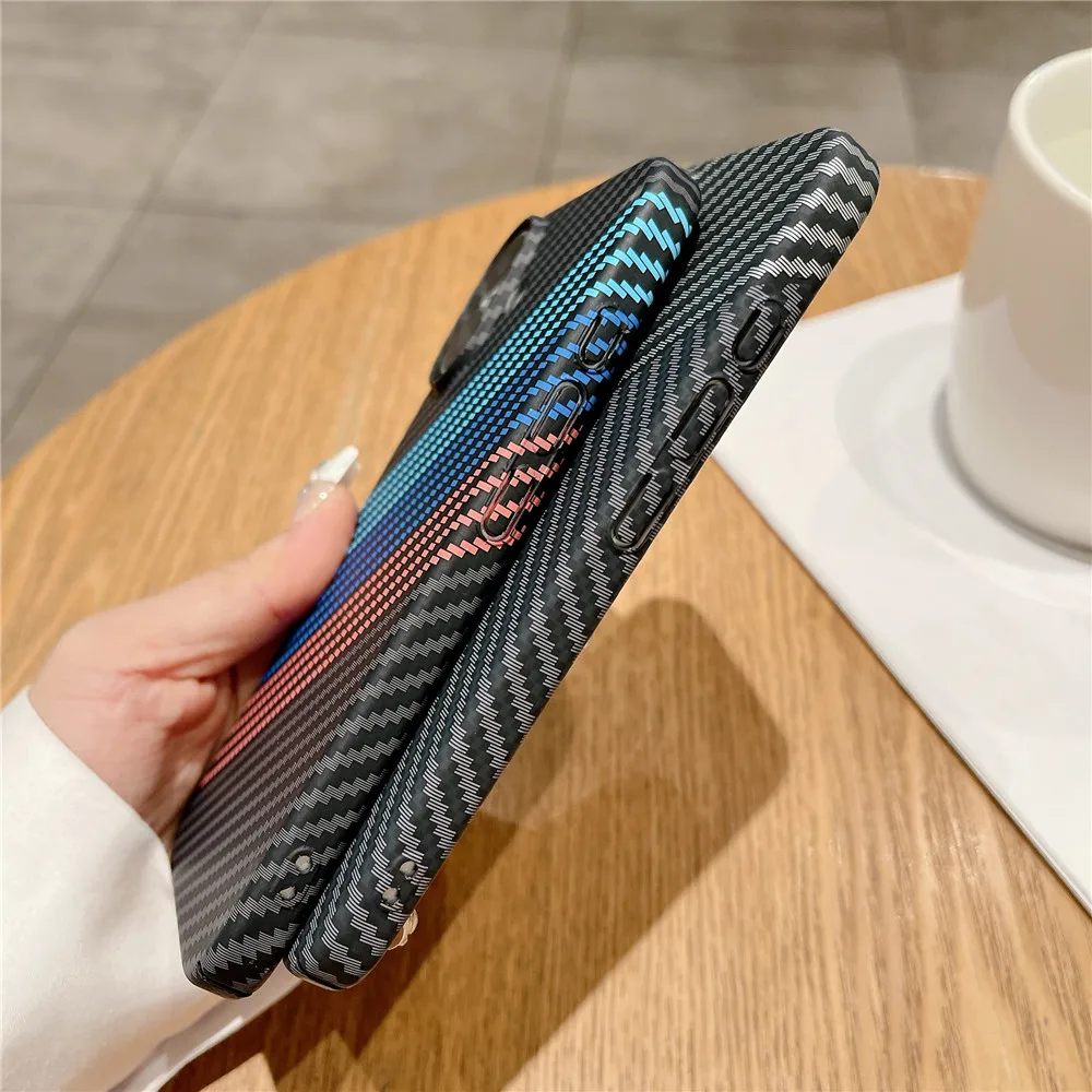 For Magsafe Carbon Fiber Texture Matte Case iPhone 16 15 14 Plus 13 12 11 Pro Max Magnetic Wireless Charging Hard PC Cover