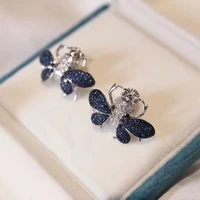 bee earring for women fine jewelry cute style has blue green gold three color free shipping