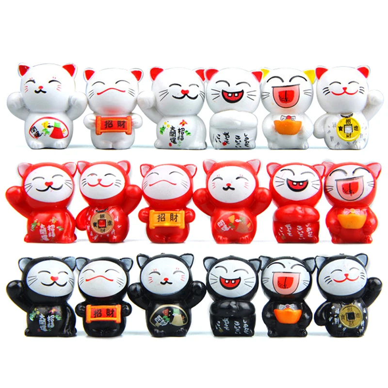 

6Pcs Lucky Cats Micro Landscape Kitten Home Fairy Garden Miniatures Decorations