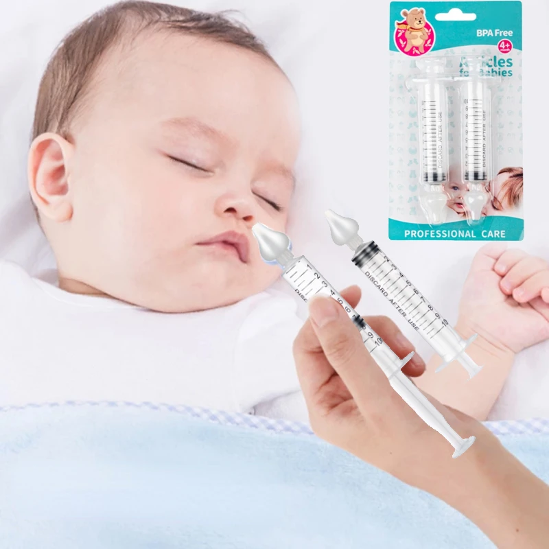 ZK30 10ML 1/2Pcs Babi Nose Cleaner Rhinitis Nasal Washer Needle Tube Baby Nasal Aspirator Cleaner Baby Nose Washing For Children