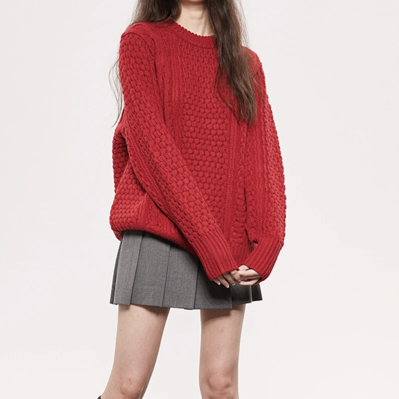 Рождественские свитера Vintaeg вязаный красный свитер Осень-зима 2024 Теплые