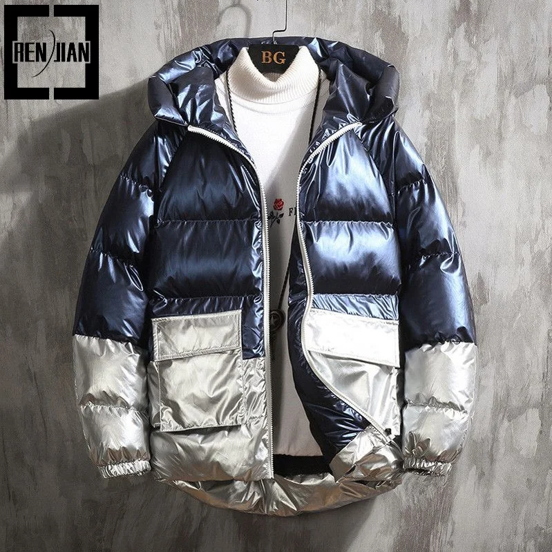 

Модная мужская зимняя теплая парка, Толстая теплая пуховая куртка с хлопковой подкладкой и капюшоном, пуховик, верхняя одежда большого размера для мужчин