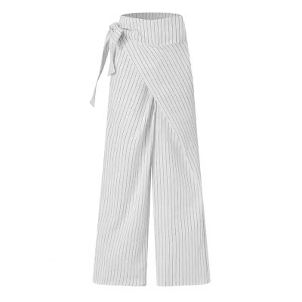 

Stylish Slacks Chic Women Pants Stripes Stripes Wide Leg Pockets Trousers Comfortable