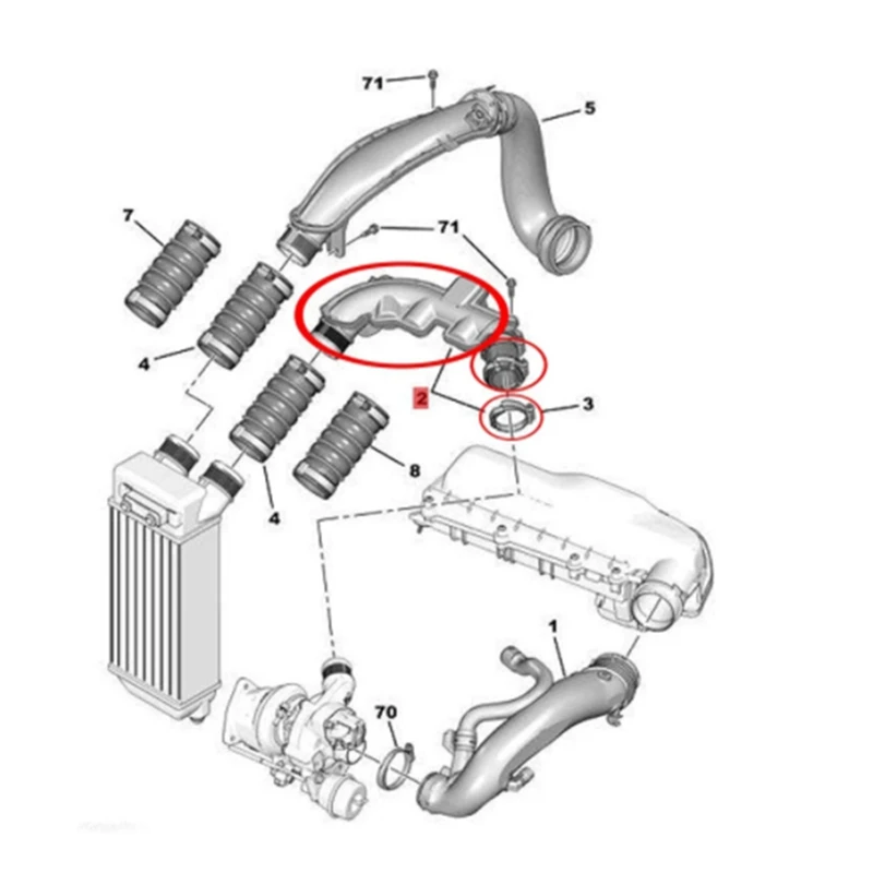 Для Peugeot 308CC 308SW 3008 408 RCZ Citroen C3 C4 C4L C5 DS5 воздухообменная труба 1440J1 с турбонаддувом