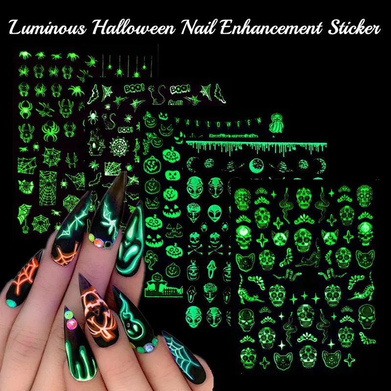 3D Хэллоуин паук Череп тыква летучая мышь Сказочная светящаяся самоклеящаяся