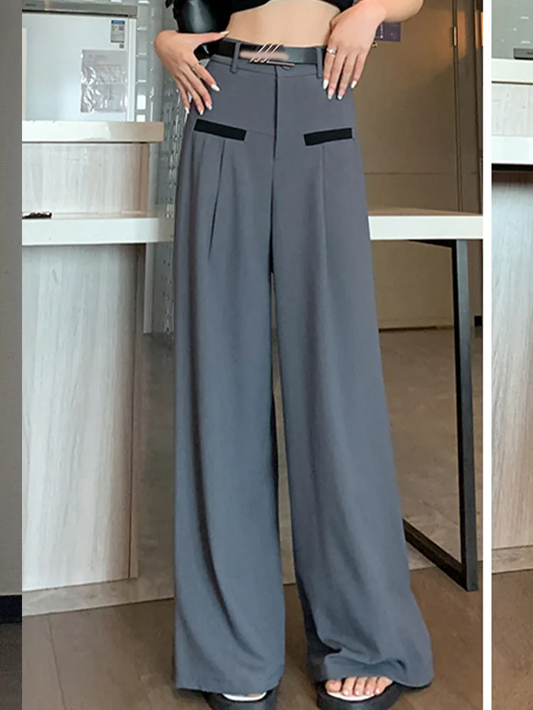 Casual High Waisted Straight Leg Pants Loose Wide Leg Pants 2023 Summer New Korean Fashion Women'S Clothing