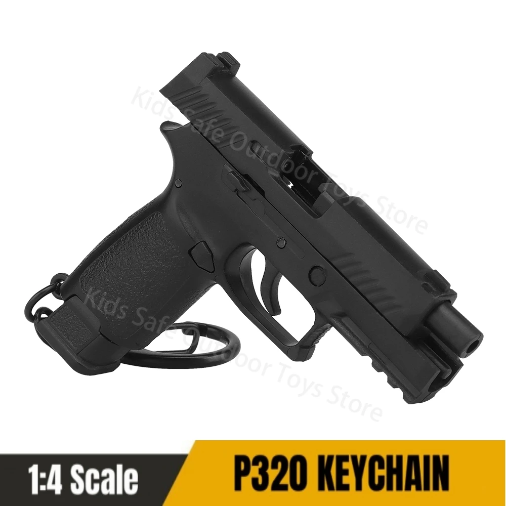

P320-Black Mini Gun Keychain 1:4 Miniature Gun Shape Pistol Keyring Pendant Ornament Gift for Army Fan Model Collection