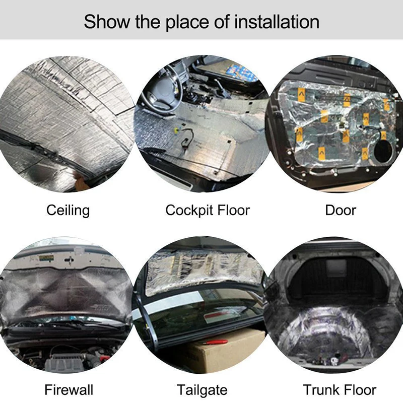 

Car Firewall Heat Insulation And Sound Deadening Mat 50*200cm Material Is Aluminum Fiber And Sound Deadening Cotton
