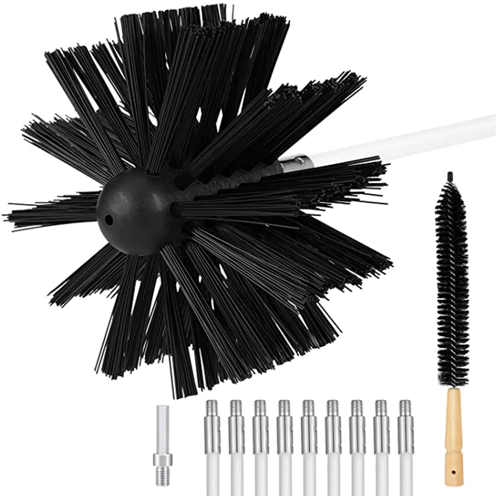 

410mm Multifunction Dry Duct Nylon Dryer Vent Sweep Tool Professional Chimney Cleaner Kit Flexible 9 Rods Rotary Adjustable