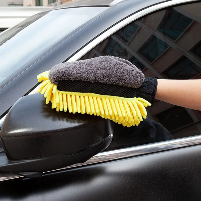 Водонепроницаемые перчатки из микрофибры и синели для мытья автомобиля, толстая варежка для мытья автомобиля, щетка для воска и детейлинга,...