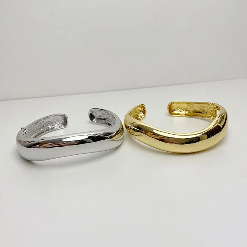 Минималистичное металлическое гладкое Широкое Ожерелье роскошное нишевое