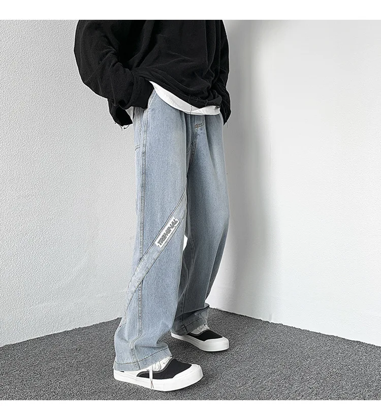 2022 Spring New Fashion Jeans Men Korean Version Comfortable Straight Trousers Men Elastic Casual Pants Boutique Clothing