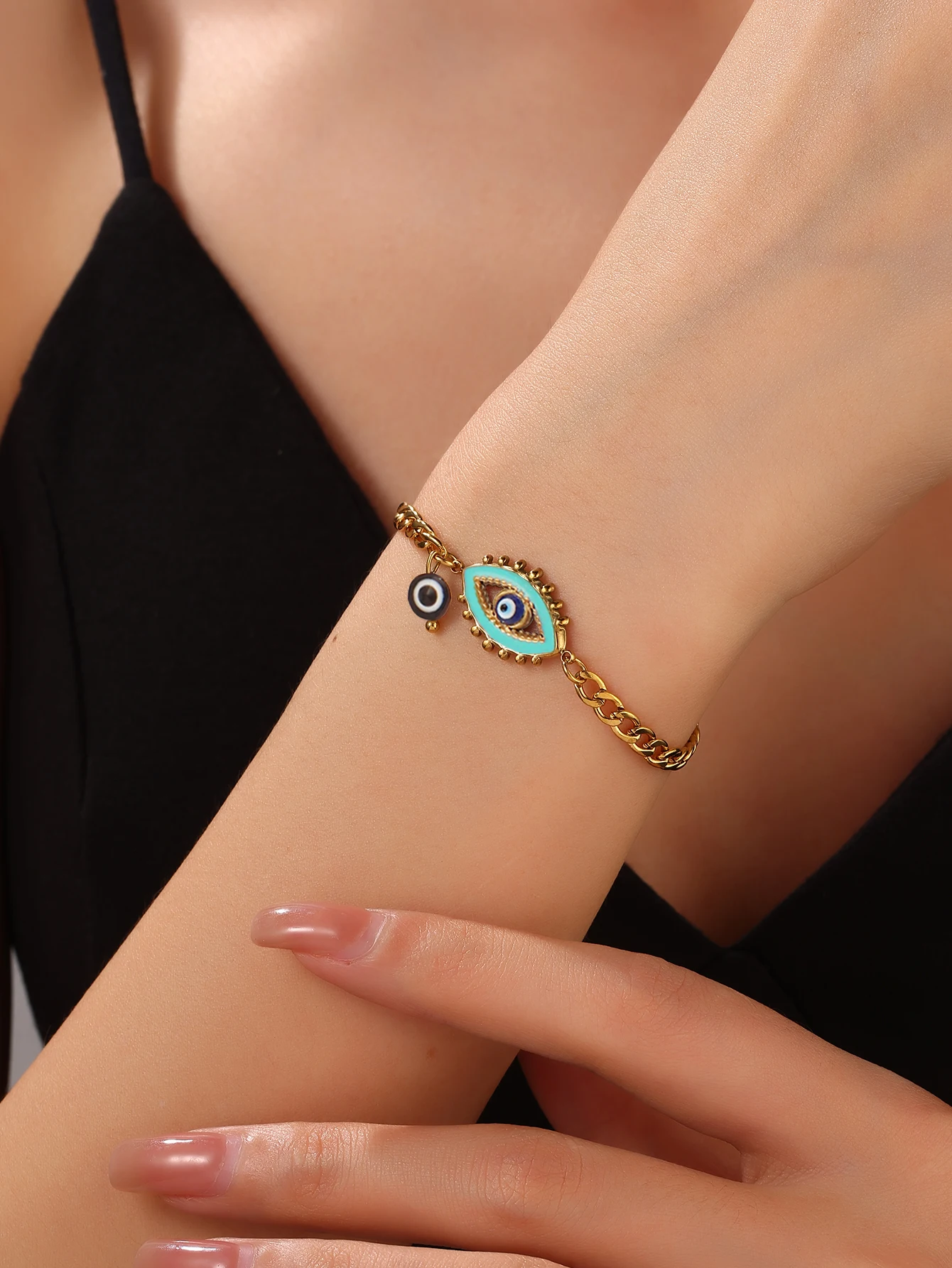 Модный Красочный эмалированный женский браслет от сглаза позолоченный из