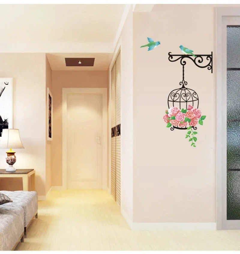 

Birdcage Flower Wall Sticker Vinyl Wall Decals Home Walls Decor Removeable Mural