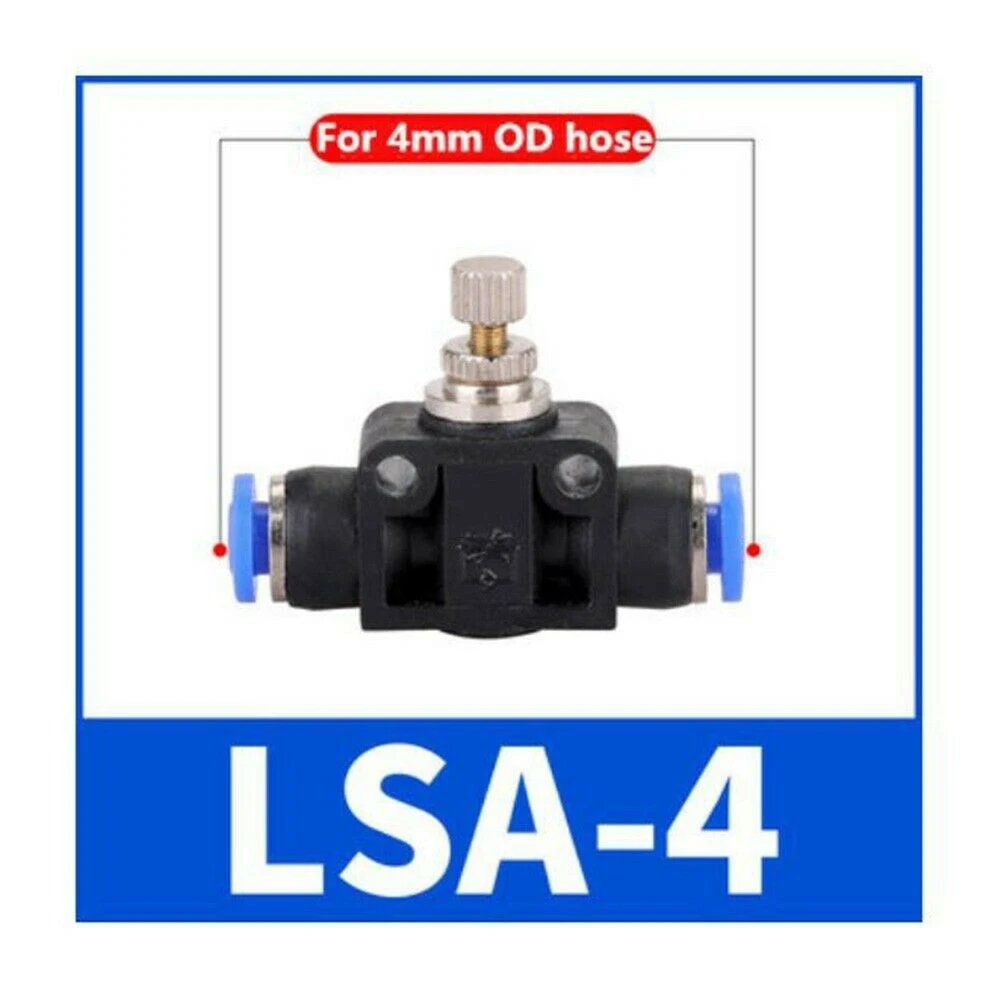 

LSA Pneumatic Throttle Valve SA Air Flow Adjustment Speed Control Joint OD 4/6/8mm For Air Water Vacuum 0-10 Bar Max Hardware