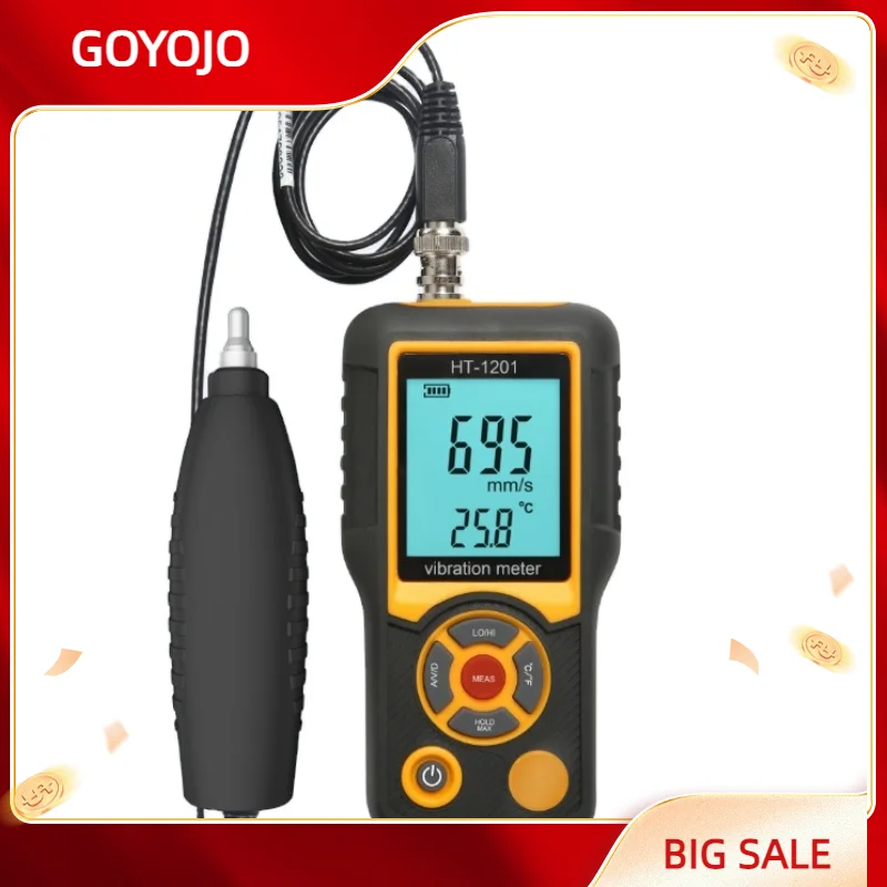 

In Stock HT-1201 Portable Vibration Meter Analyzer 0.1~199.9m Ht-1201 Digital Split Type Vibrometer