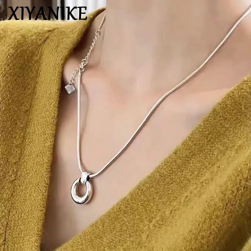 

XIYANIKE Korean Doughnut Snake Bone Chain Necklace For Women Girl Luxury Fashion New Jewelry Lady Gift Party collier femme