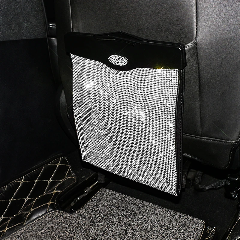 

2022 Bling Car Organizer Bag Seat Storage Multipurpose Auto Storage Box Large Capacity Diamond Car Accessories for Woman