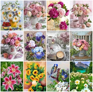 Алмазная живопись с квадратными Стразы Цветы алмазы мозаика, вышивка крестиком с изображением лилии, вышивка бисером наборы изображений