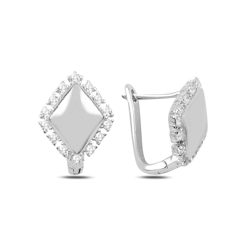 

Silver 925 Sterling Zircon Cubic Zirconia J Earrings