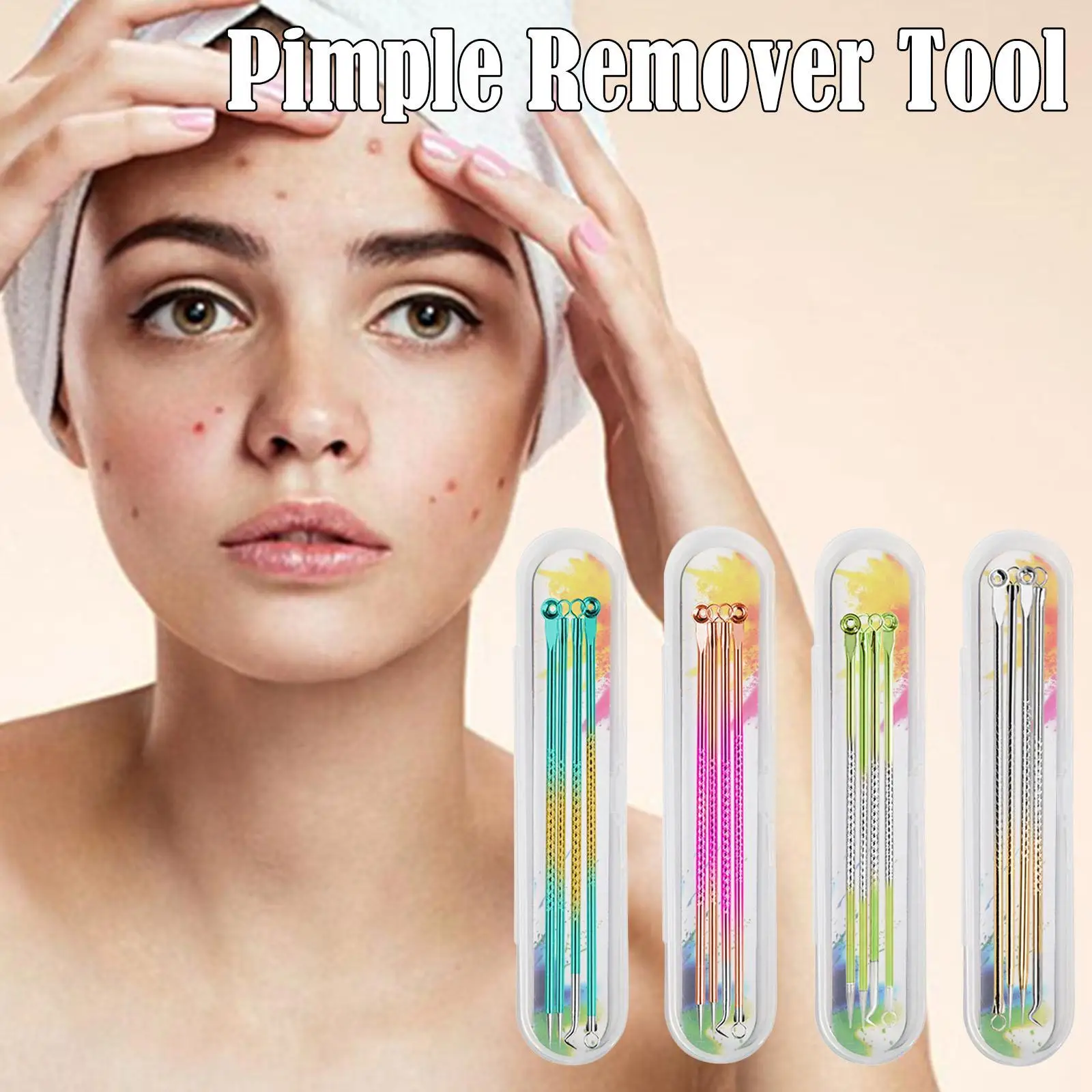 

4 шт./компл. инструмент для удаления черных точек, акне, прыщей, удаления черных точек, уход за кожей лица, Очищение лица, набор многоцветных и...