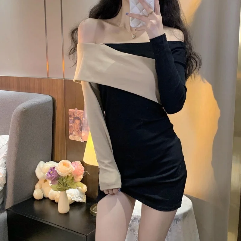 Женское облегающее Платье До Колена повседневное контрастное платье с запахом