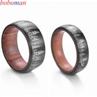 Кольца для мужчин популярные модели кольцо из вольфрамовой стали 8 мм лазерный лесной узор с цельным деревянным внутренним кольцом черная сталь 2 цвета
