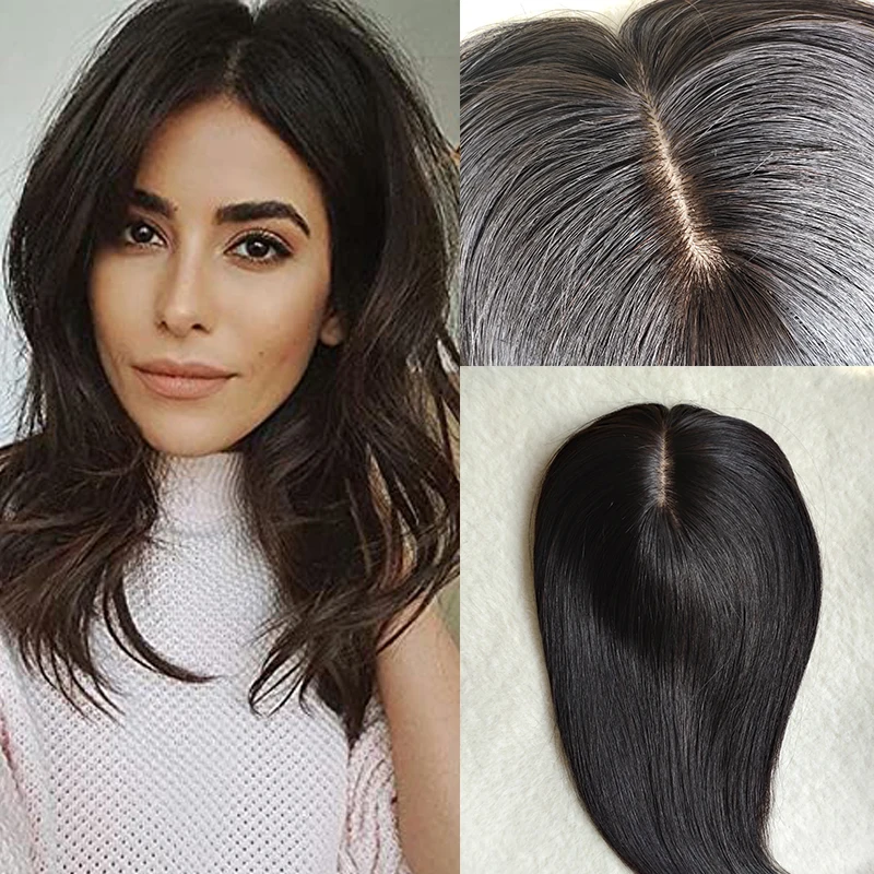 Silk Base Remy Brazilian Natural Hairpiece Silk Top Extensions Human Hair Silk Base Toupee For Women Silk Top Straight Wigs