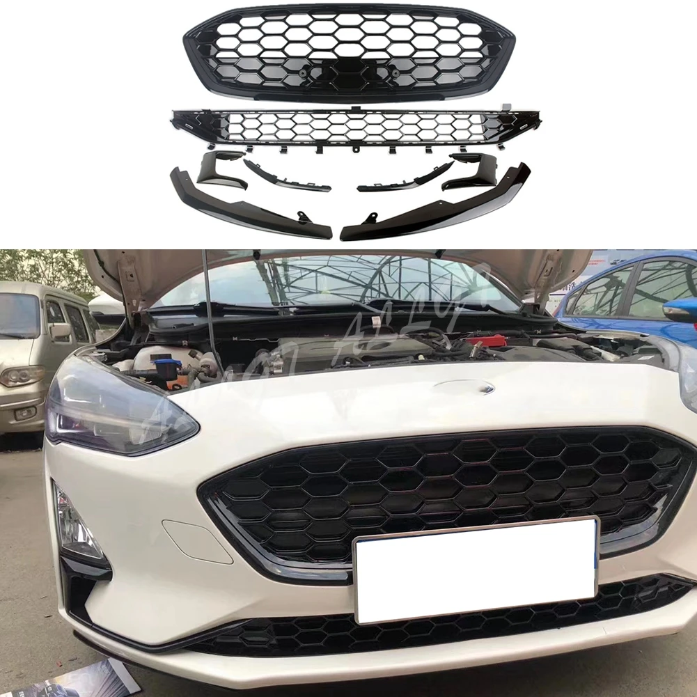 

Передний бампер Гриль Верхняя Нижняя решетка подходит для Ford Focus 2019 2020 2021 2022