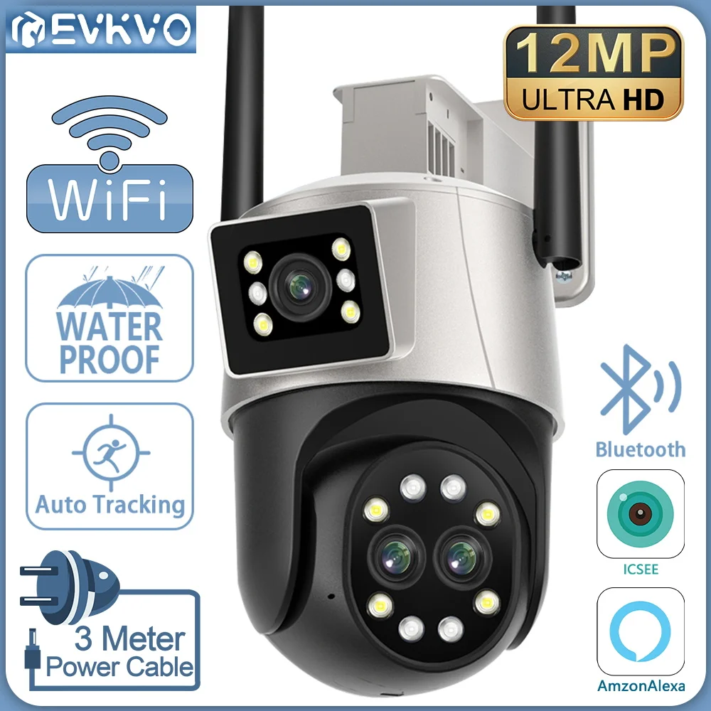 

Камера видеонаблюдения EVKVO 6K, 12 МП, PTZ, Wi-Fi