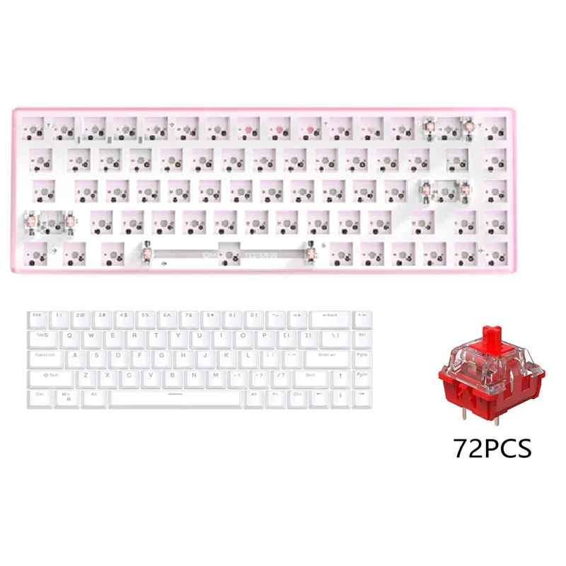 

Механическая клавиатура TESTER68 под заказ + красная ось + телефон с горячей заменой 2,4 ГГц, Двухрежимная Беспроводная Bluetooth клавиатура розовая