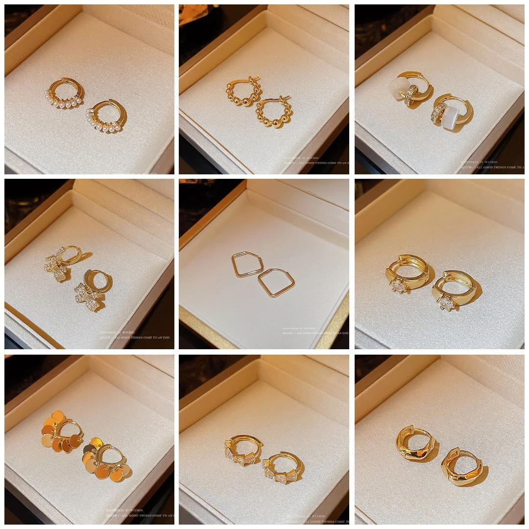 

Bulk Stainless Steel Natural Crystals Pearl Drop Dangle Hoop Earrings Waterproof Fashion 18k Gold Plated Top Quality Jewelry