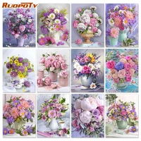 ruopoty diy frame oil painting by number flower for adults rose on canvas handpainted paint by numbers home decoration gift