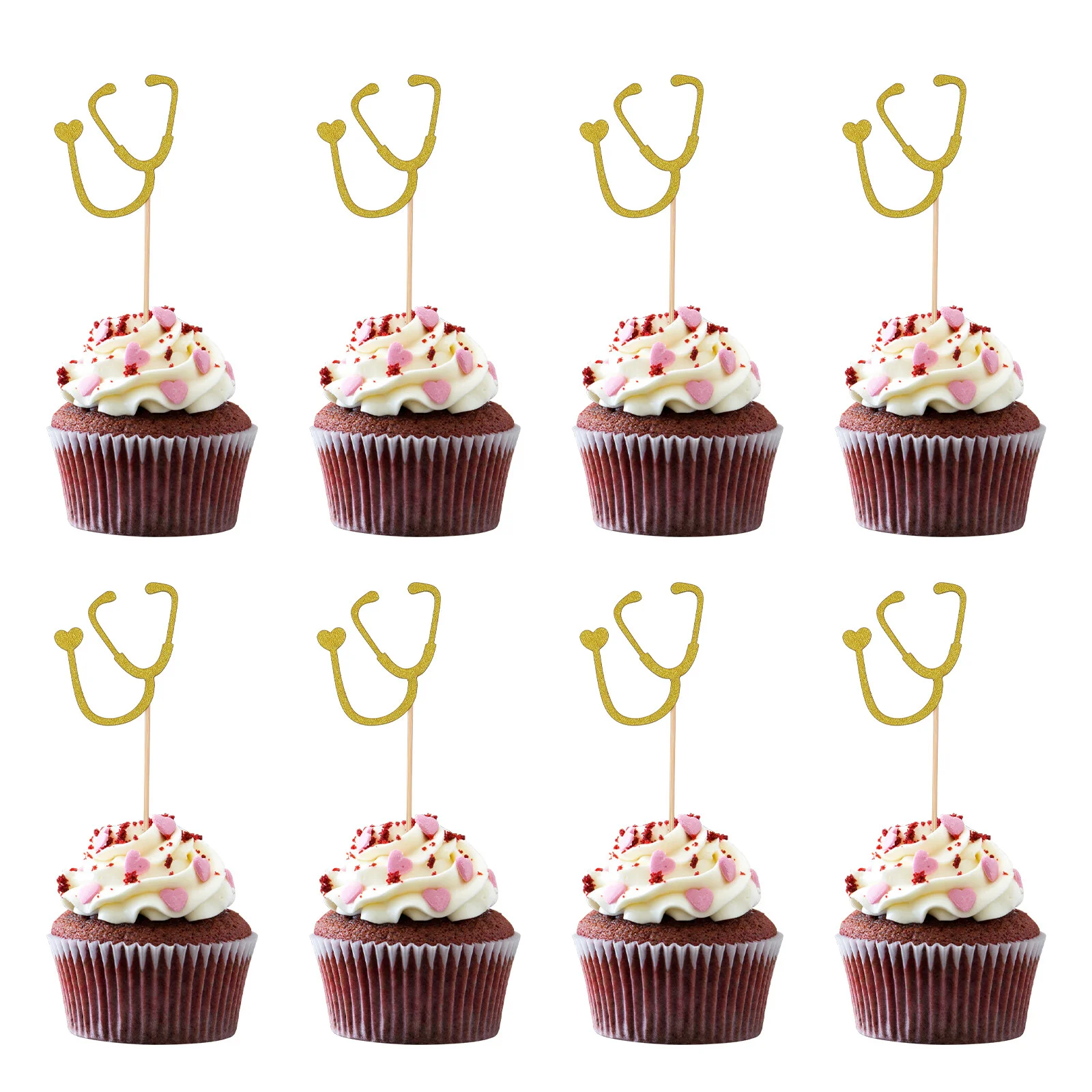 

24 Pcs Stethoscope Topper Cupcake Toppers Decorations Party Birthday Nurse Plug