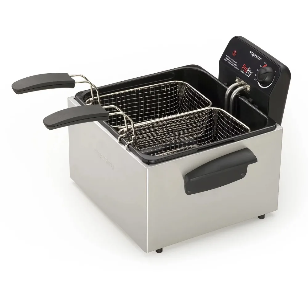 

Stainless Steel Double Basket Professional Deep Fried Immersion Fryer with Adjustable Thermostat