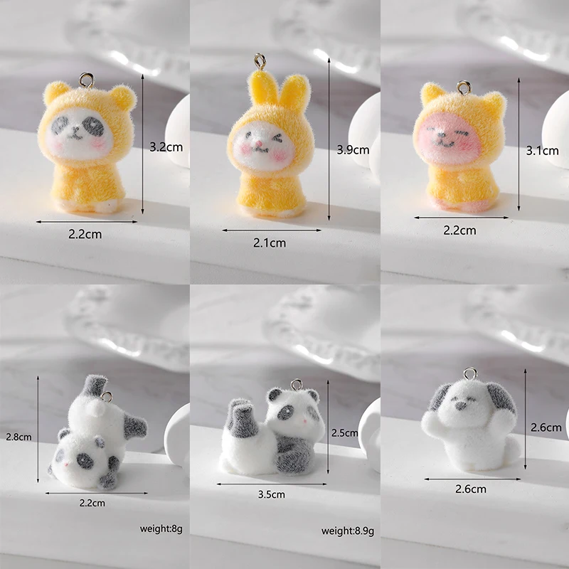 2 шт. флокирующий плащ кролик панда собака подвески из смолы милые 3D Животные для