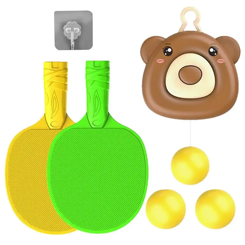 

Kids Table Tennis Trainer Cute Bear Pingpong Balls Training Sparring Device Table Tennis Parent Child Interaction Game Toy