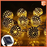 5m 20leds led outdoors waterproof solar string light hollow ball lamp gardens wedding party valentines christmas tree decor
