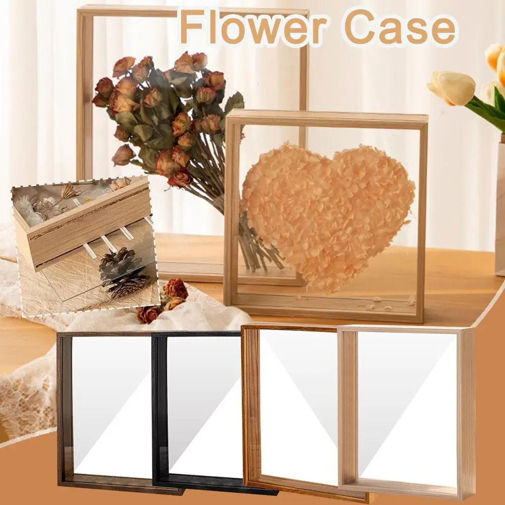

24 styles Modern Transparent Shadow Box Frames Display Flower Case Deep for Crafts Picture Memorabilia Memory Wooden Tabletop
