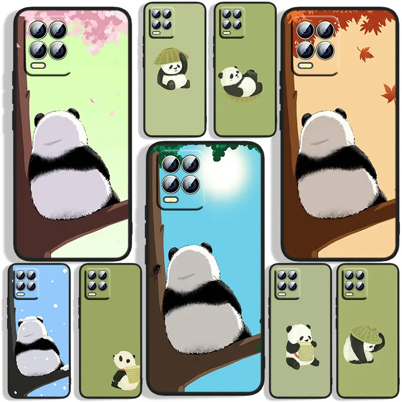 

Chinese giant panda Phone Case For OPPO Realme C2 C3 C11 C20 C21 C21Y Q3S Q5i X2 X3 GT Neo2 GT2 GT Neo3 Pro Black Silicone Soft