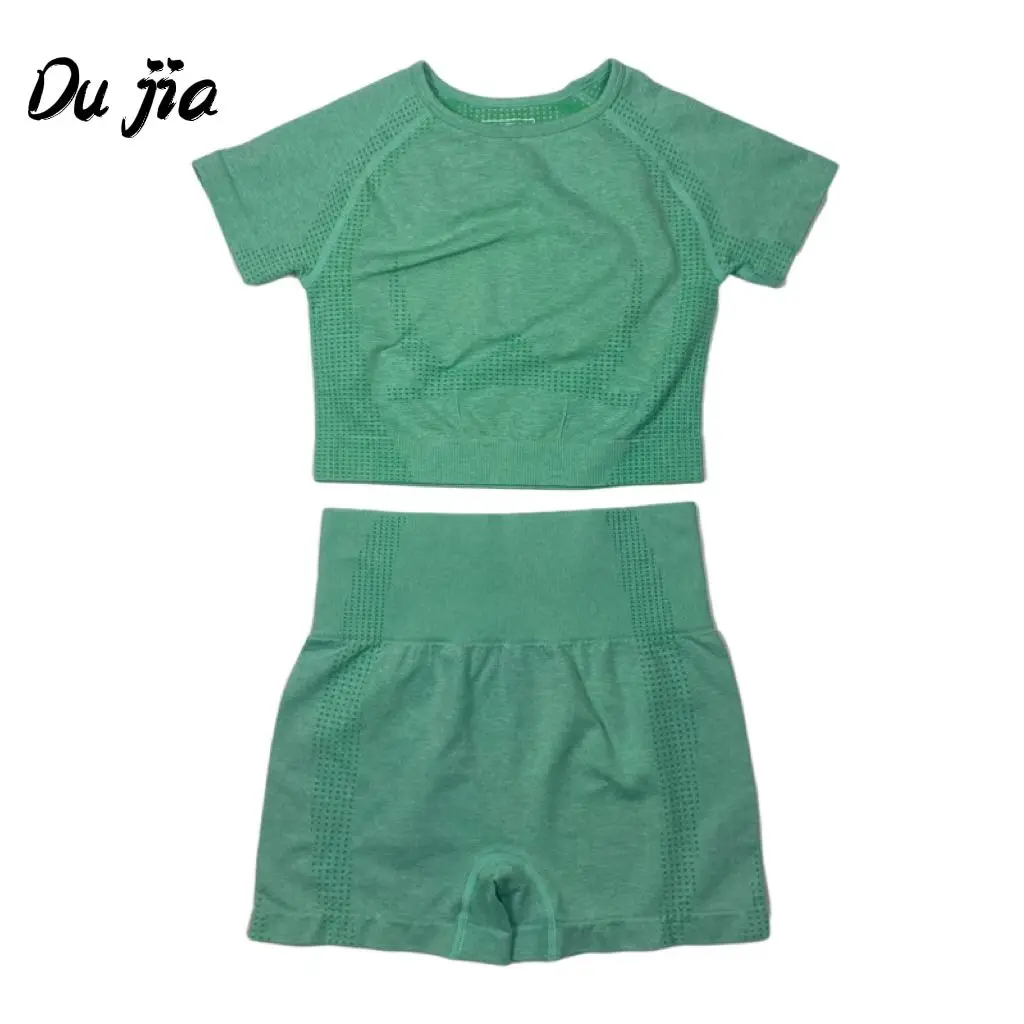 

Women Summer Seamless Yoga Set Fitness Sports Suits GYM Clothing Yoga T-Shirts High Waist Running Shorts Workout Pants Shirts
