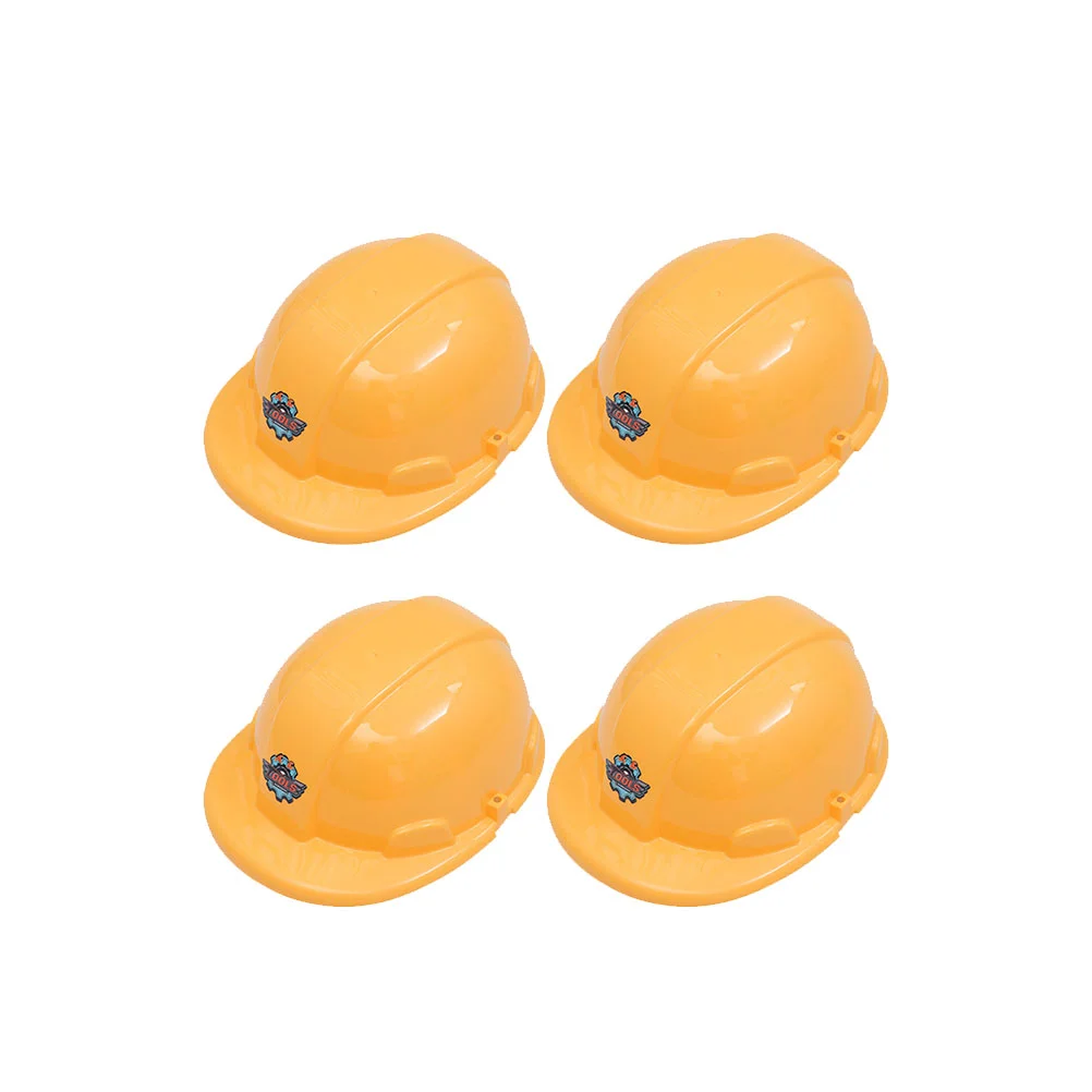 

4pcs Kids Construction Hat Construction Worker Costume Yellow Kids Party Hat Kids Role Play Supplies ( Yellow )