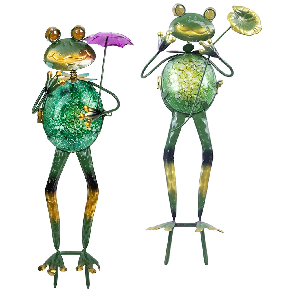 

2 Pcs Outdoor Decorative Lights Solar Lamp Frog Garden Crafts Yard Lamps NiMH Batteries Lawn Inserted Shaped